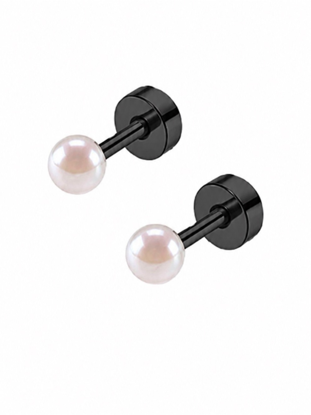 Pearl Flat Back Stud Earrings 20G Stainless Steel